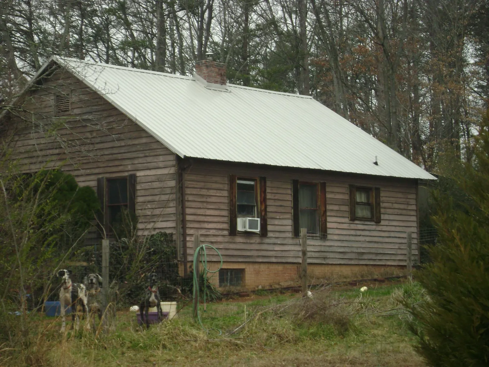 White metal roof on an old wood sided farmhouse, from a Asphalt Shingle Roof Repair job in Reedsville